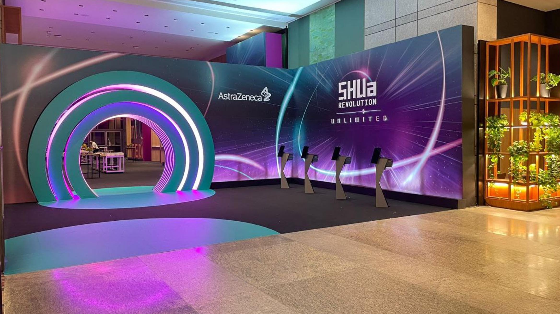 Parede com lona impressa em alta definição para evento do DER